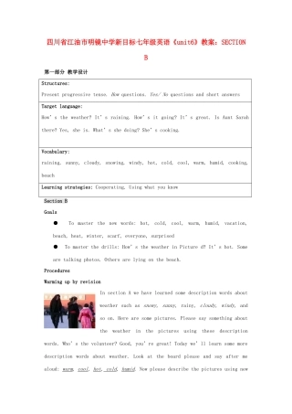 四川省江油市七年级英语下册《unit6It’s raining!》教案 SECTION B 人教新目标版