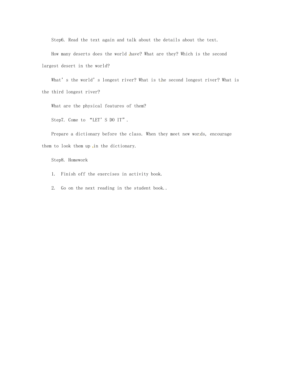 八年级英语下册 Unit 7 Know Our World Lesson 38 The World Is a Big Place教案 （新版）冀教版-（新版）冀教版初中八年级下册英语教案_第3页