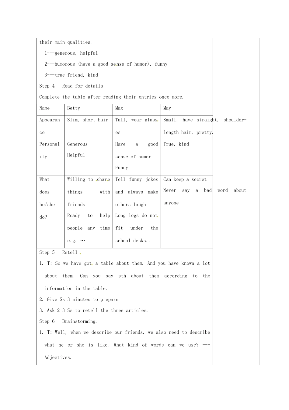 八年级英语上册 Unit 1 Friends reading 1教案 （新版）牛津版-（新版）牛津版初中八年级上册英语教案_第2页