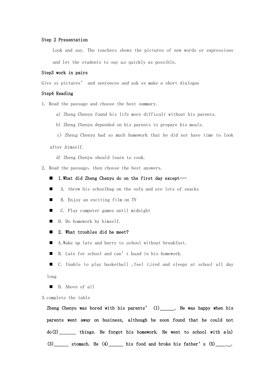 九年级英语上册 Module 4 Unit 2 I became so bored with their orders that I wished they would leave me alone教案 （新版）外研版-（新版）外研版初中九年级上册英语教案_第2页