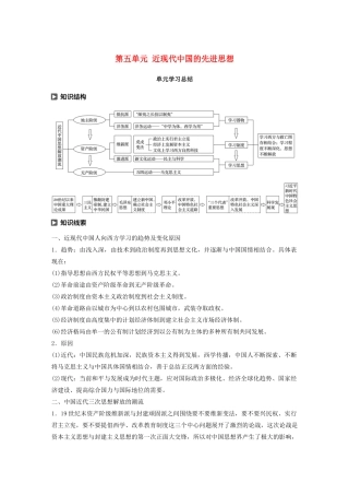 高中历史 第五单元 近现代中国的先进思想单元学习总结教案（含解析）岳麓版必修3-岳麓版高二必修3历史教案