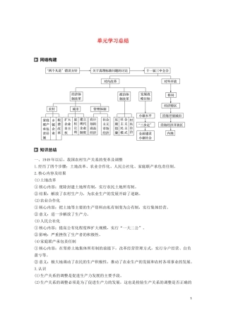高中历史 第五单元 改革开放与中华民族的伟大复兴单元学习总结讲义 岳麓版选修1-岳麓版高二选修1历史教案