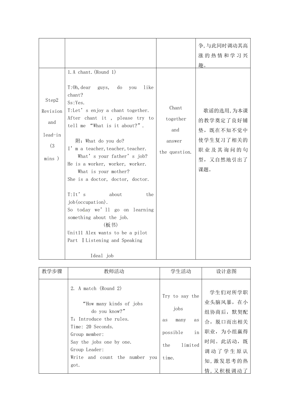 七年级英语下册 Unit 11 Alex Wants to Be a Pilot PartⅠ教案 北京课改版_第3页