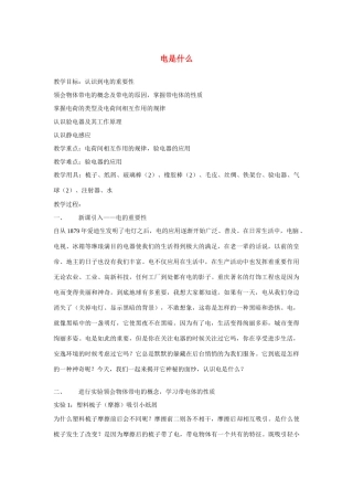 九年级物理 电是什么教案 沪科版