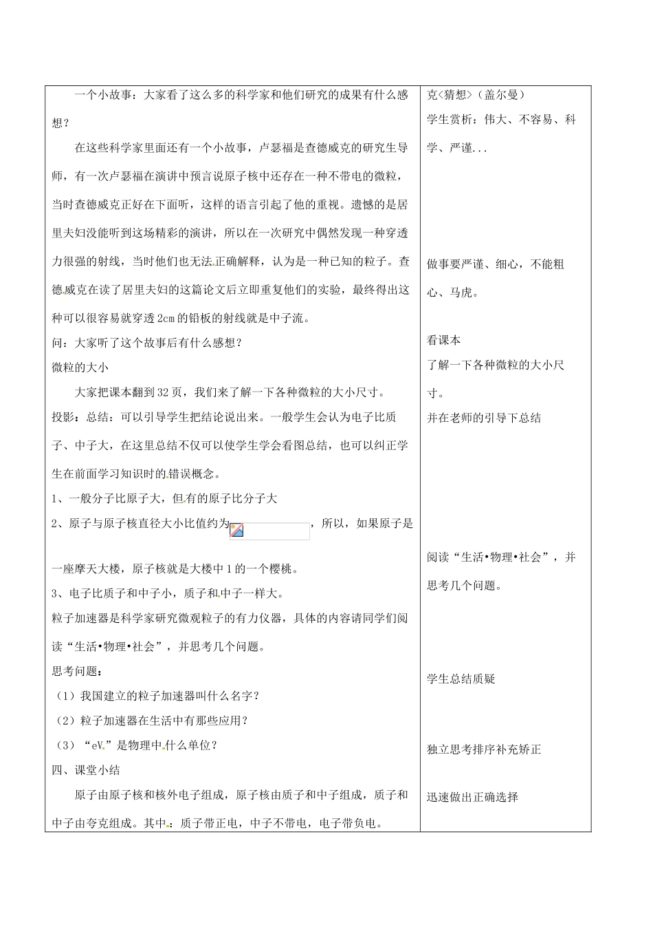 八年级物理下册 7.3《探索更小的微粒》教案 苏科版-苏科版初中八年级下册物理教案_第2页