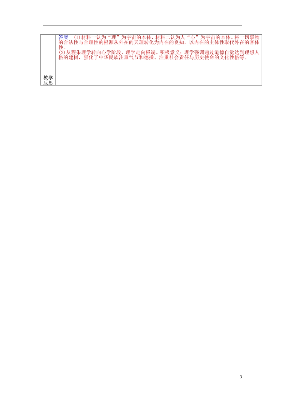 高中历史 第一单元 第4课 宋明理学教案 岳麓版必修3-岳麓版高二必修3历史教案_第3页