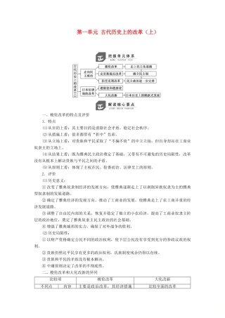 高中历史 第一单元 古代历史上的改革（上）单元小结与测评教案（含解析）岳麓版选修1-岳麓版高二选修1历史教案