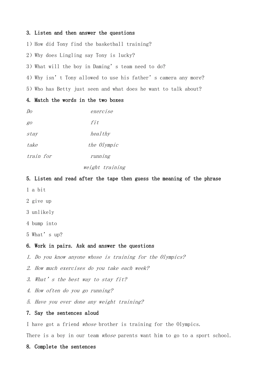 外研版英语九年级上册 Module10 Unit 1 I’ve got a friend whose brother is training for the Olympics_第2页