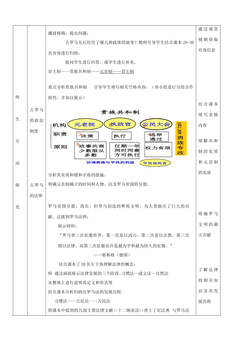 高中历史 第7课 古罗马的政制与法律教案 岳麓版必修1_第3页