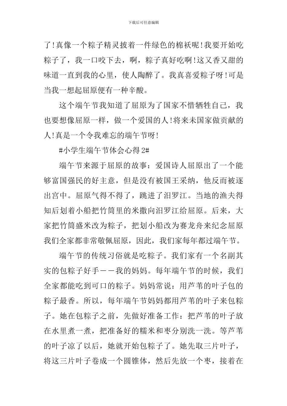 小学生端午节体会心得_第2页