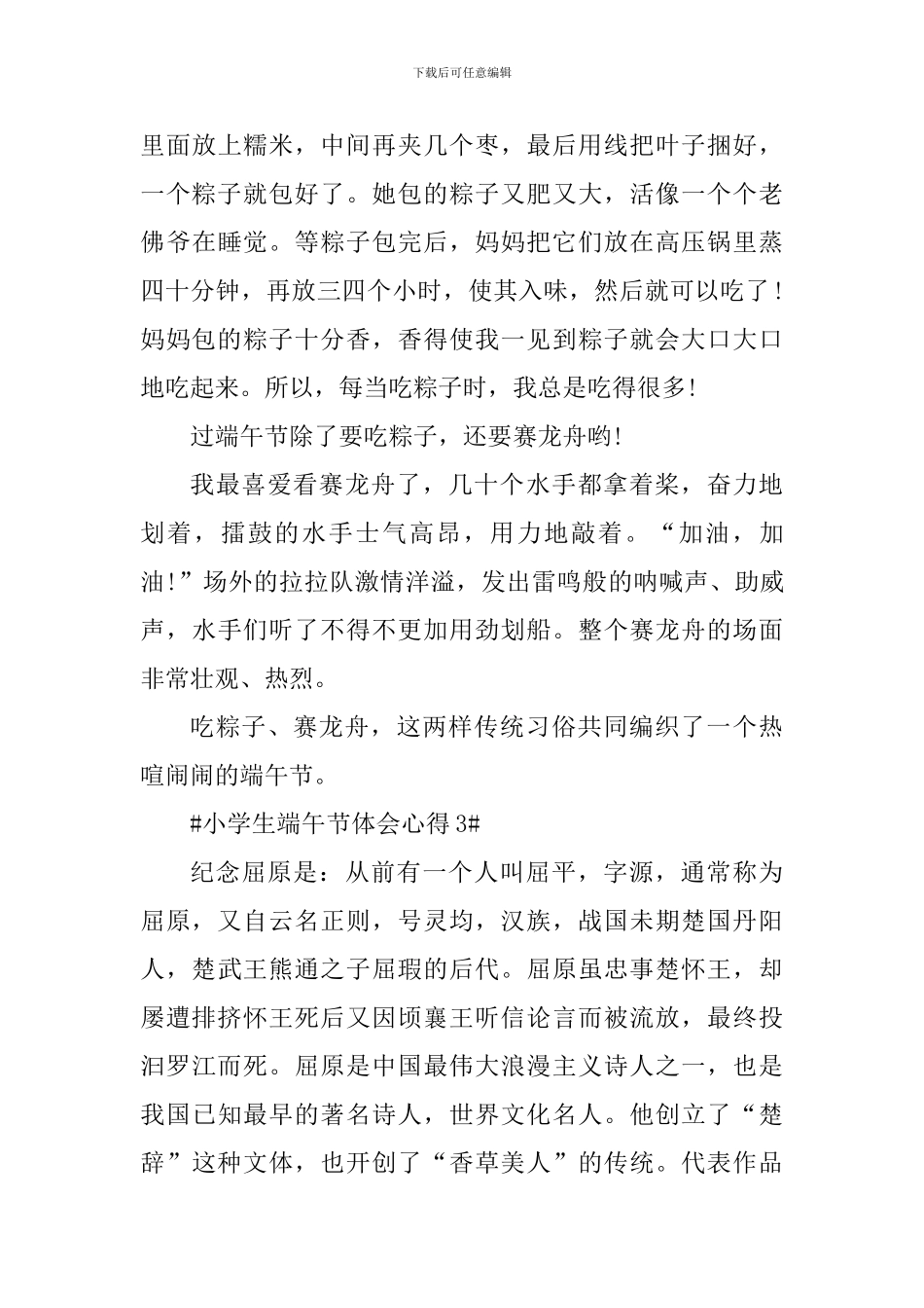 小学生端午节体会心得_第3页