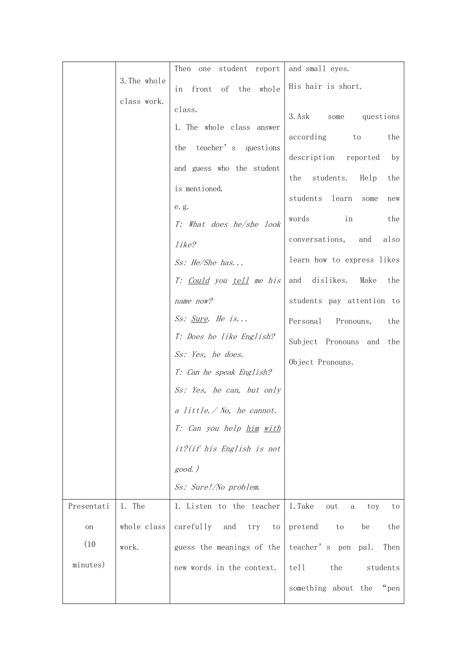 七年级英语上册 Unit 3 Getting together Topic 1 Does he speak Chinese Section A教案 （新版）仁爱版_第3页