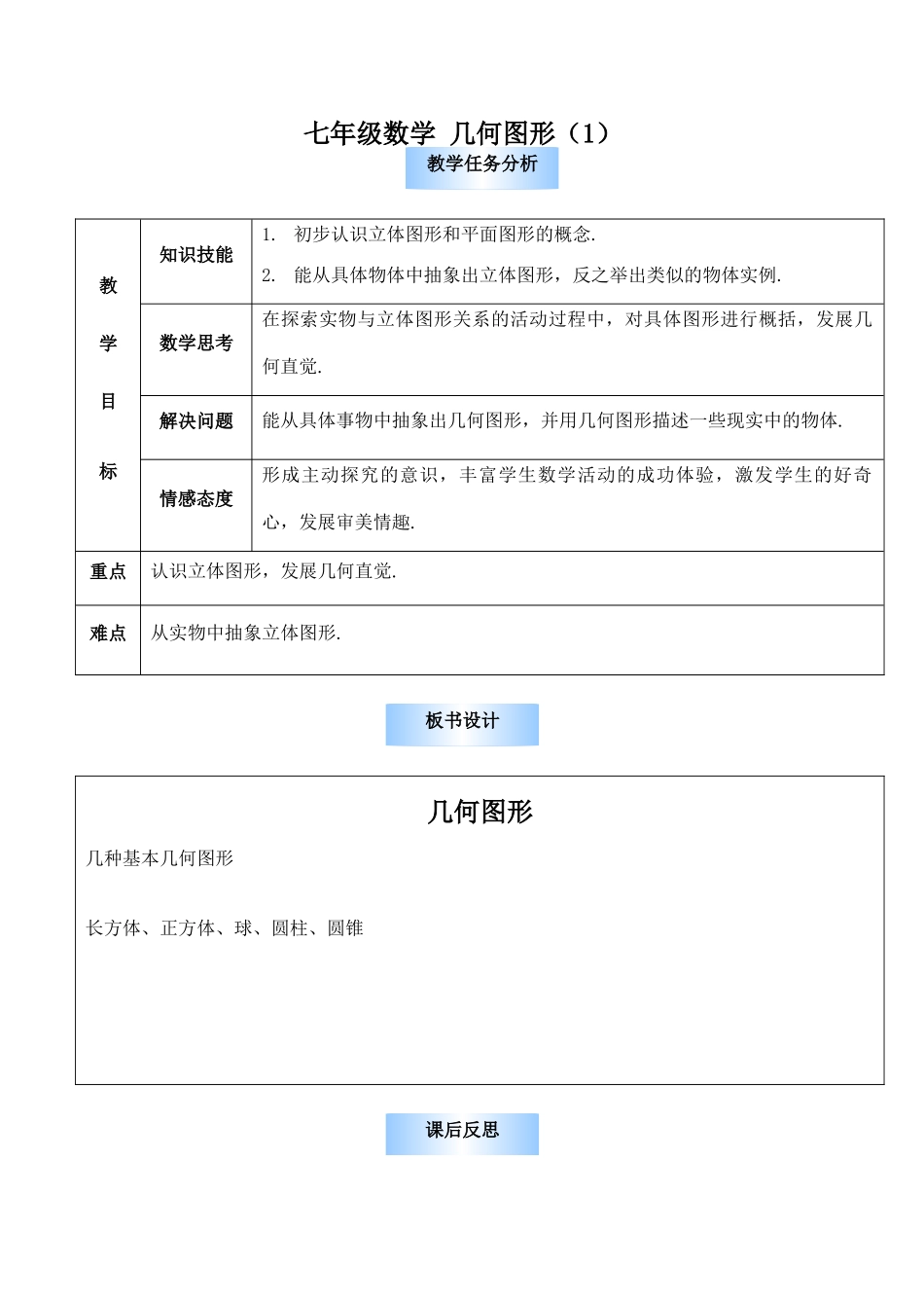 七年级数学 几何图形（1）_第1页