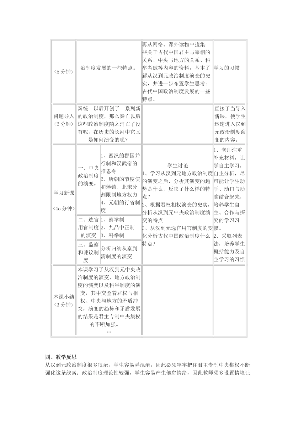 高中历史 第3课 古代政治制度的成熟教案 岳麓版必修1-岳麓版高中必修1历史教案_第2页