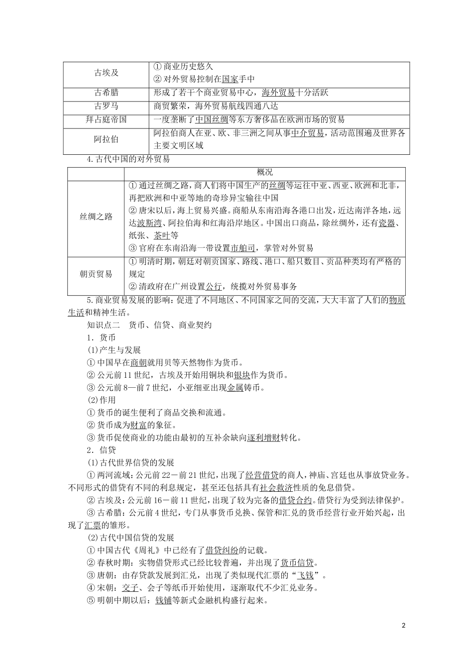 高中历史 第3单元 商业贸易与日常生活 第7课 古代的商业贸易（教师用书）教案 新人教版选择性必修2-新人教版高二选择性必修2历史教案_第2页
