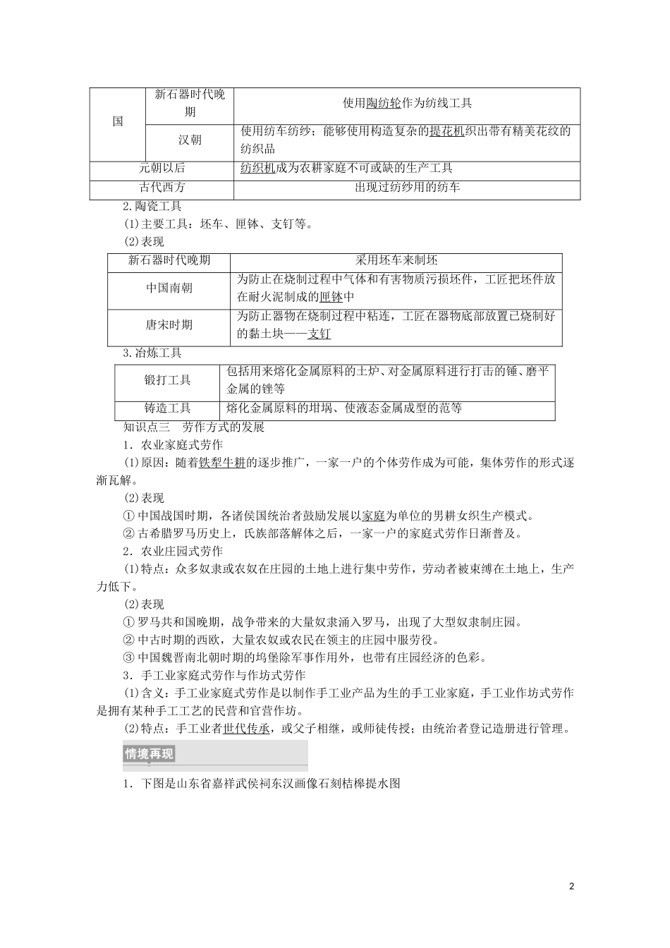 高中历史 第2单元 生产工具与劳作方式 第4课 古代的生产工具与劳作（教师用书）教案 新人教版选择性必修2-新人教版高二选择性必修2历史教案_第2页