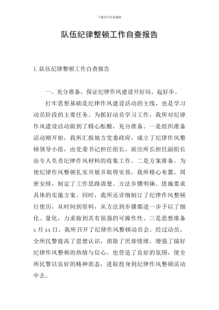 队伍纪律整顿工作自查报告