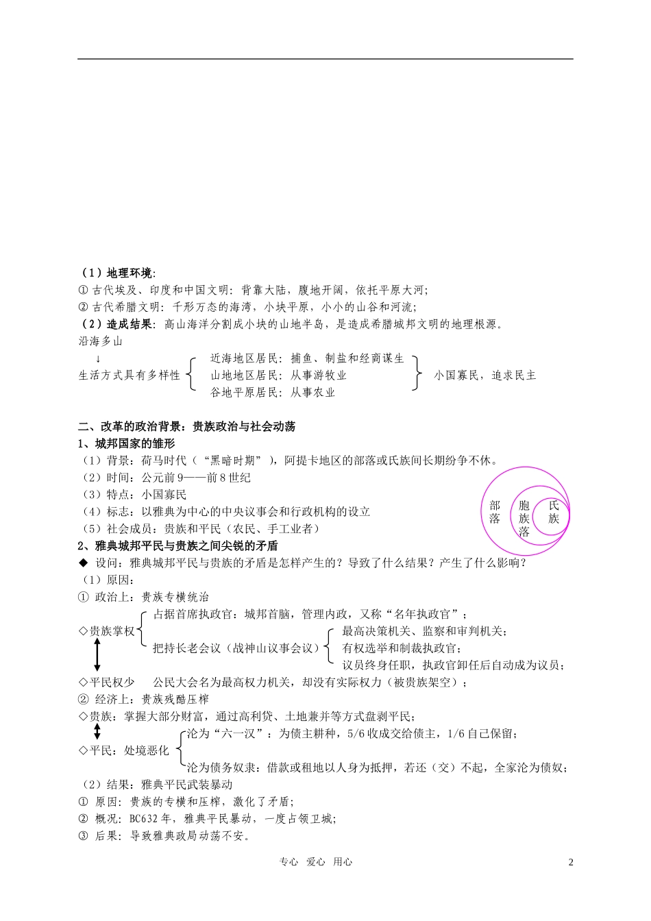 高中历史 第1课 雅典城邦的兴起教案 新人教版_第2页