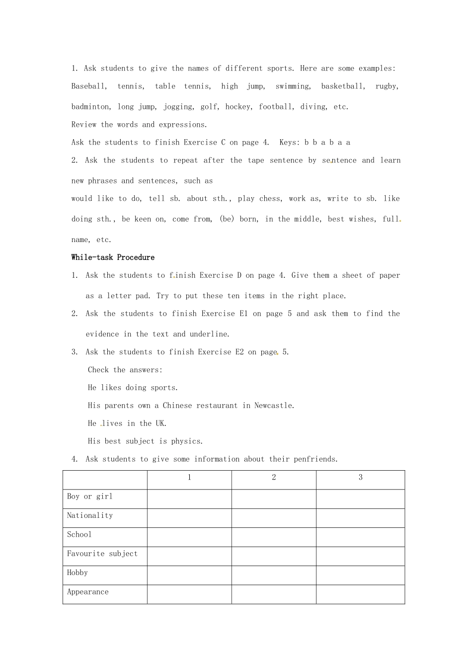 七年级英语上册 Unit 1 Period Three Reading Ⅲ复习教案 （新版）牛津深圳版-牛津深圳版初中七年级上册英语教案_第2页