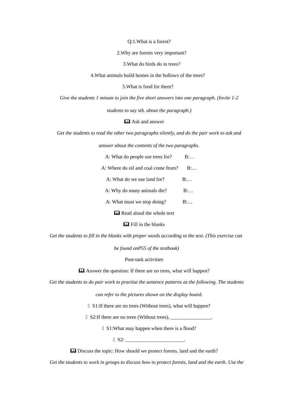 七年级英语上：Module 3 Unit 4 Forests and land Period 2教案上海牛津版_第2页