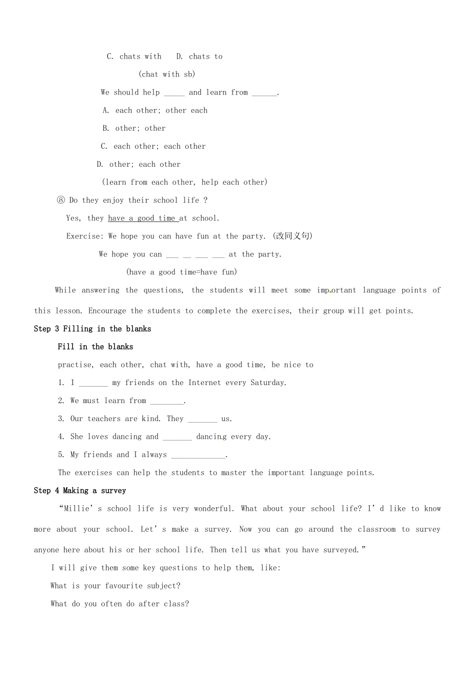 七年级英语上册 Unit 4 My day Reading 2教案2 （新版）牛津版-（新版）牛津版初中七年级上册英语教案_第3页