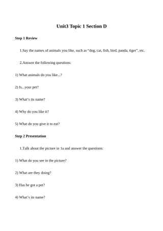八年级英语上册Unit3 Topic 1 Section D 3湘教版