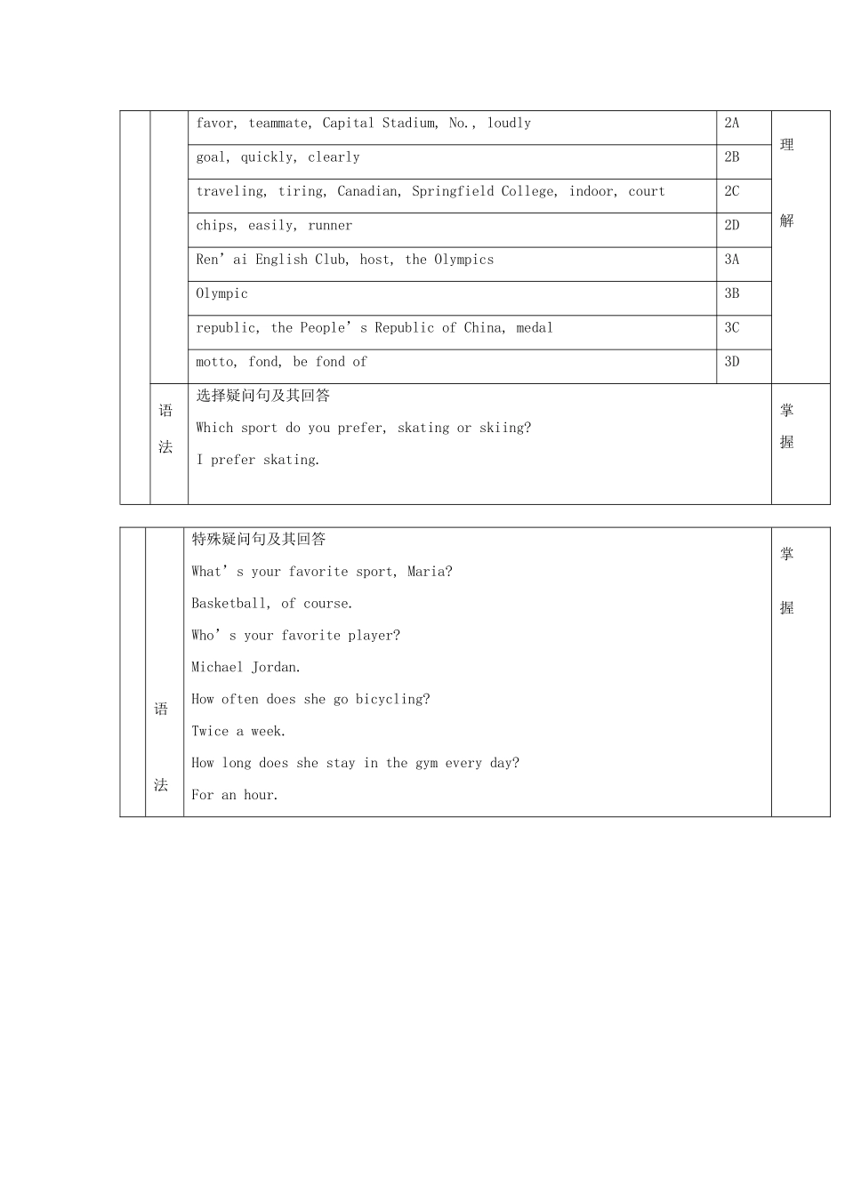 八年级英语上册 Unit 1 Sports and Games全教案  湘教版_第2页