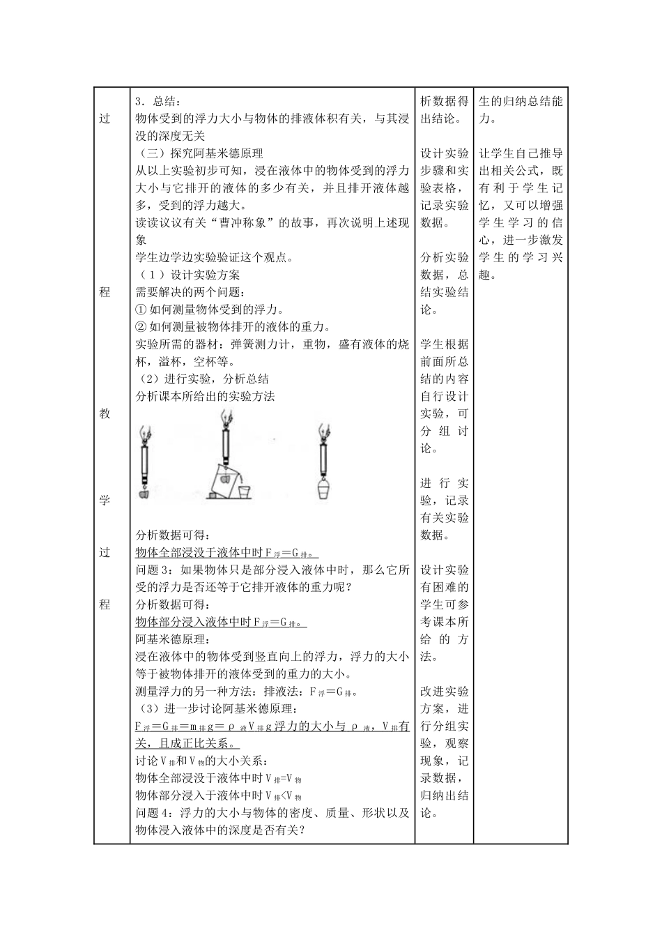 八年级物理阿基米德原理教案沪科版_第3页