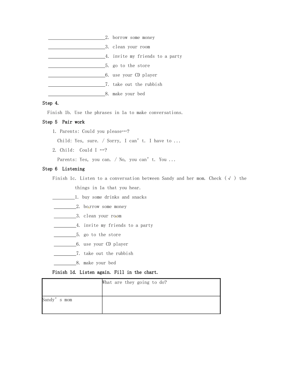 八年级英语上册 Unit 1 Could you please clean your room？SectionB 1a-2e精品教案 鲁教版五四制_第2页