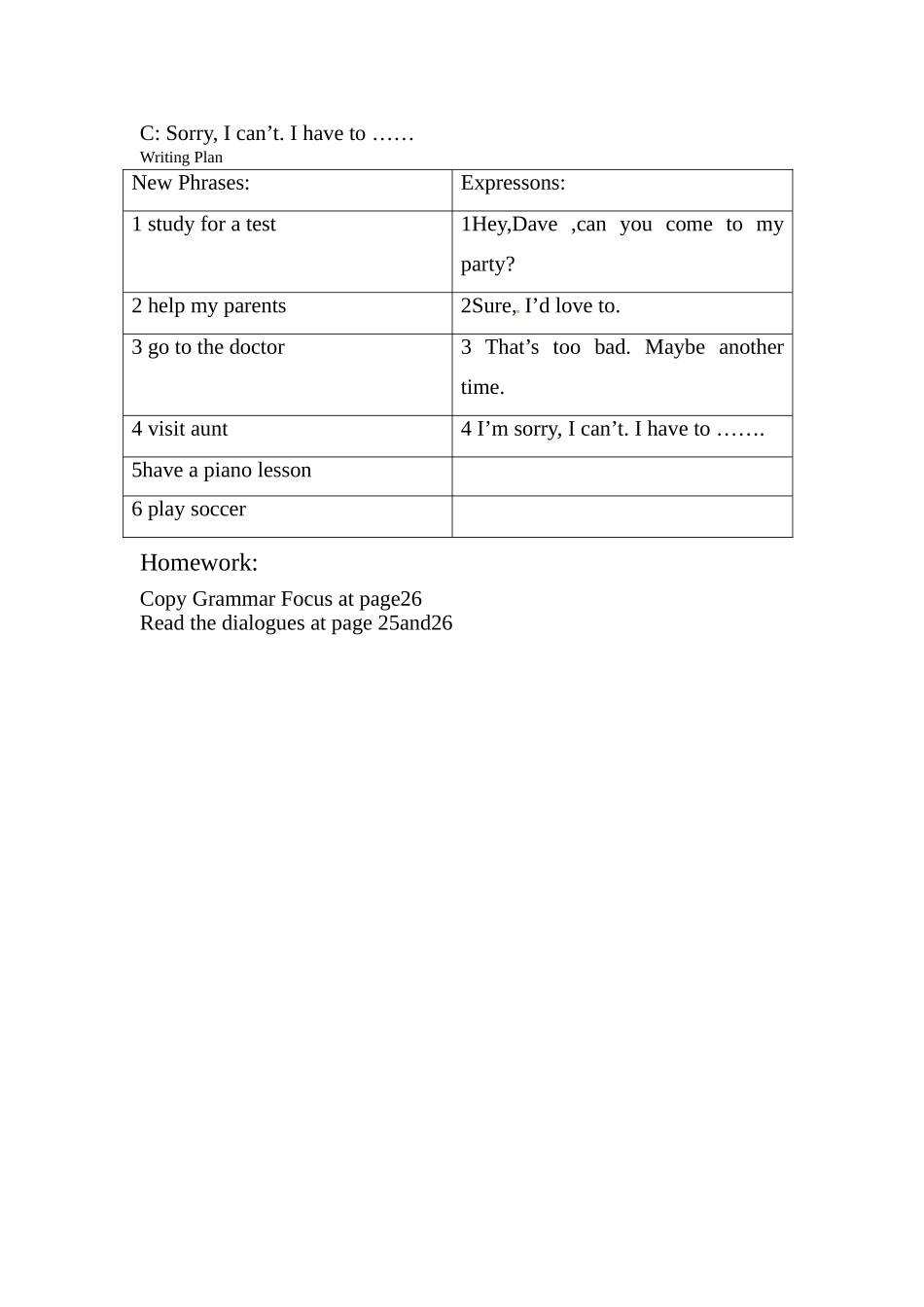 七年级英语下册：Unit 1 Can you come to my party（教案4）鲁教版_第3页