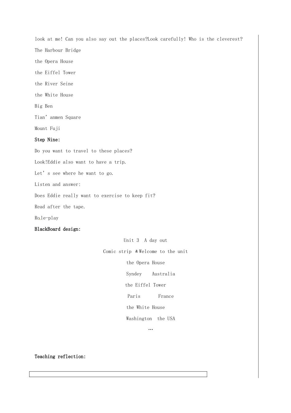 八年级英语上册《Unit 3 A Day out Comic strip ﹠Welcome to the unit》教案 （新版）牛津版-（新版）牛津版初中八年级上册英语教案_第3页