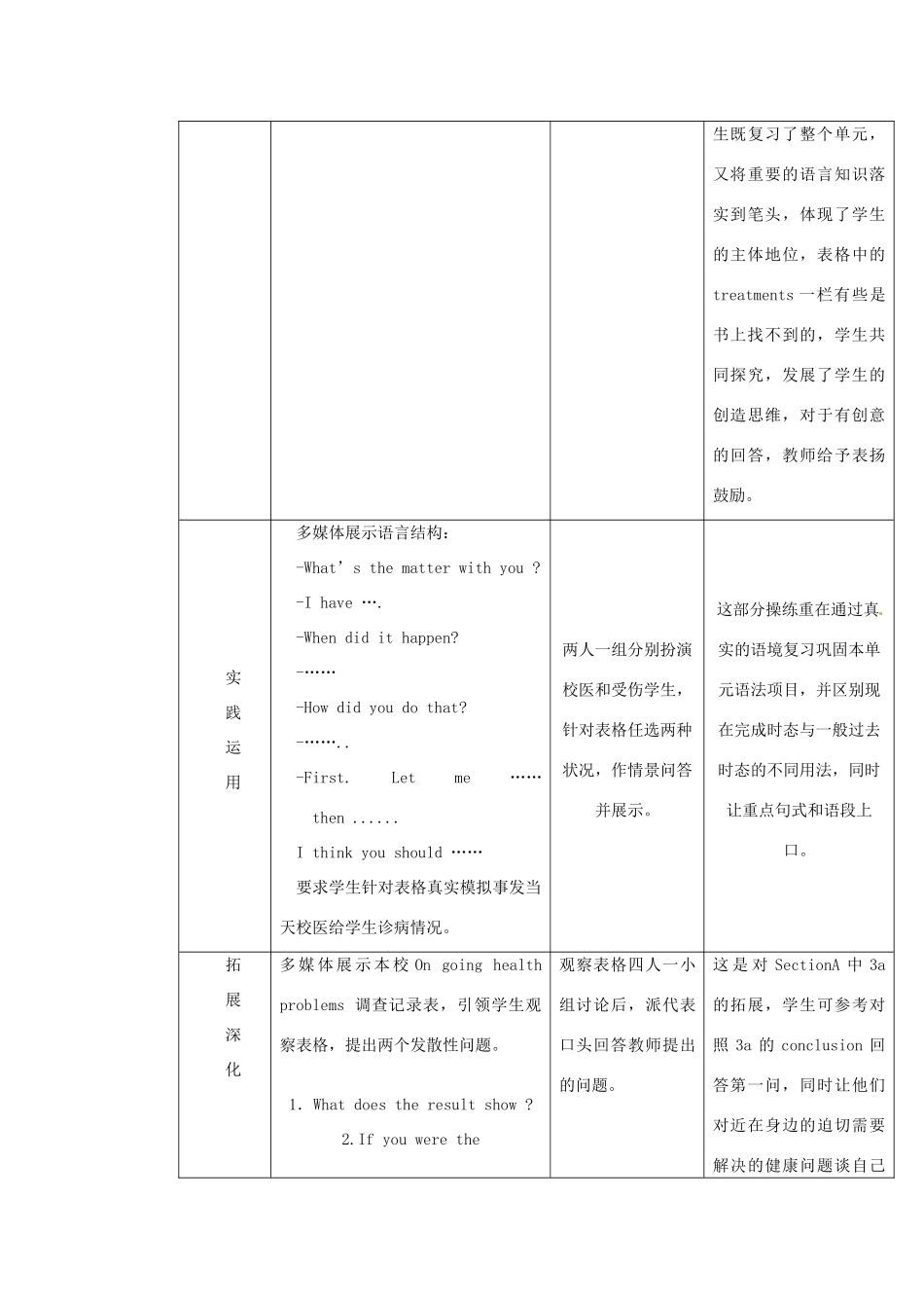 九年级英语 Unit 11 I’ve broken my arm单元教案 鲁教版_第3页