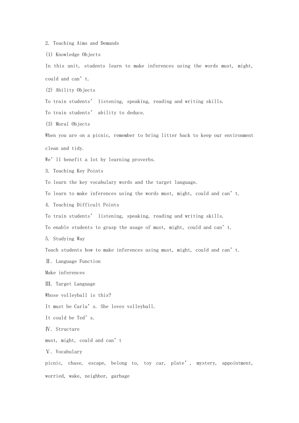 九年级英语全册 Unit 5 It must belong to Carla教案2 人教新目标版-人教新目标版初中九年级全册英语教案_第2页