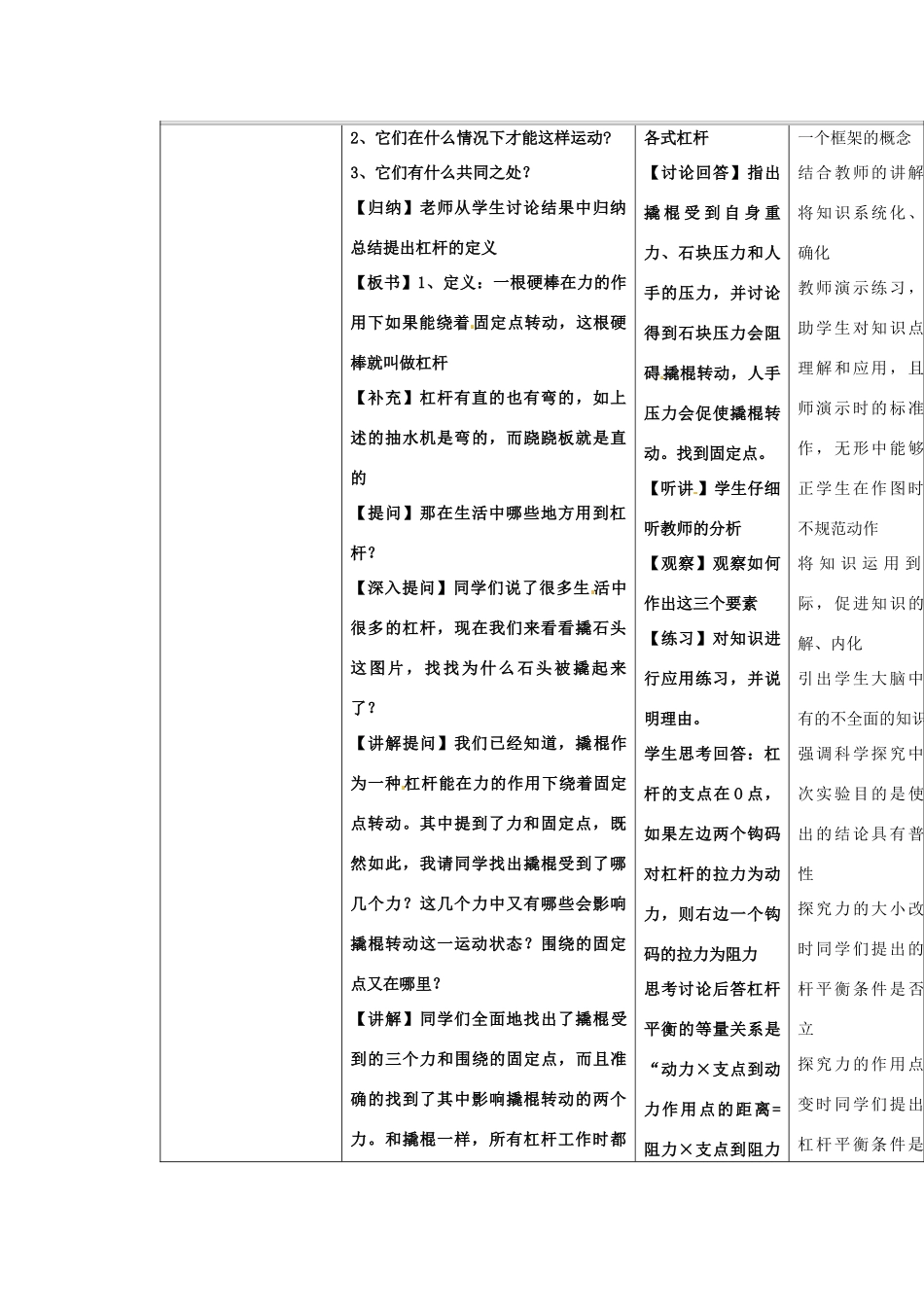 九年级科学上册 5.1 杠杆教学设计1 （新版）华东师大版-（新版）华东师大版初中九年级上册自然科学教案_第2页