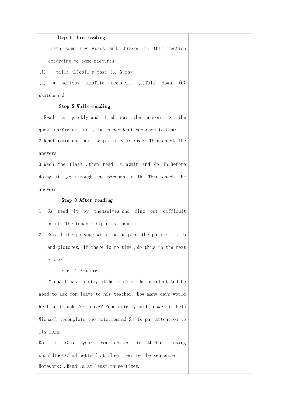 八年级英语上册 Unit 2 Topic 1 You should brush your teeth twice a day（第3课时）教案 （新版）仁爱版-（新版）仁爱版初中八年级上册英语教案_第2页