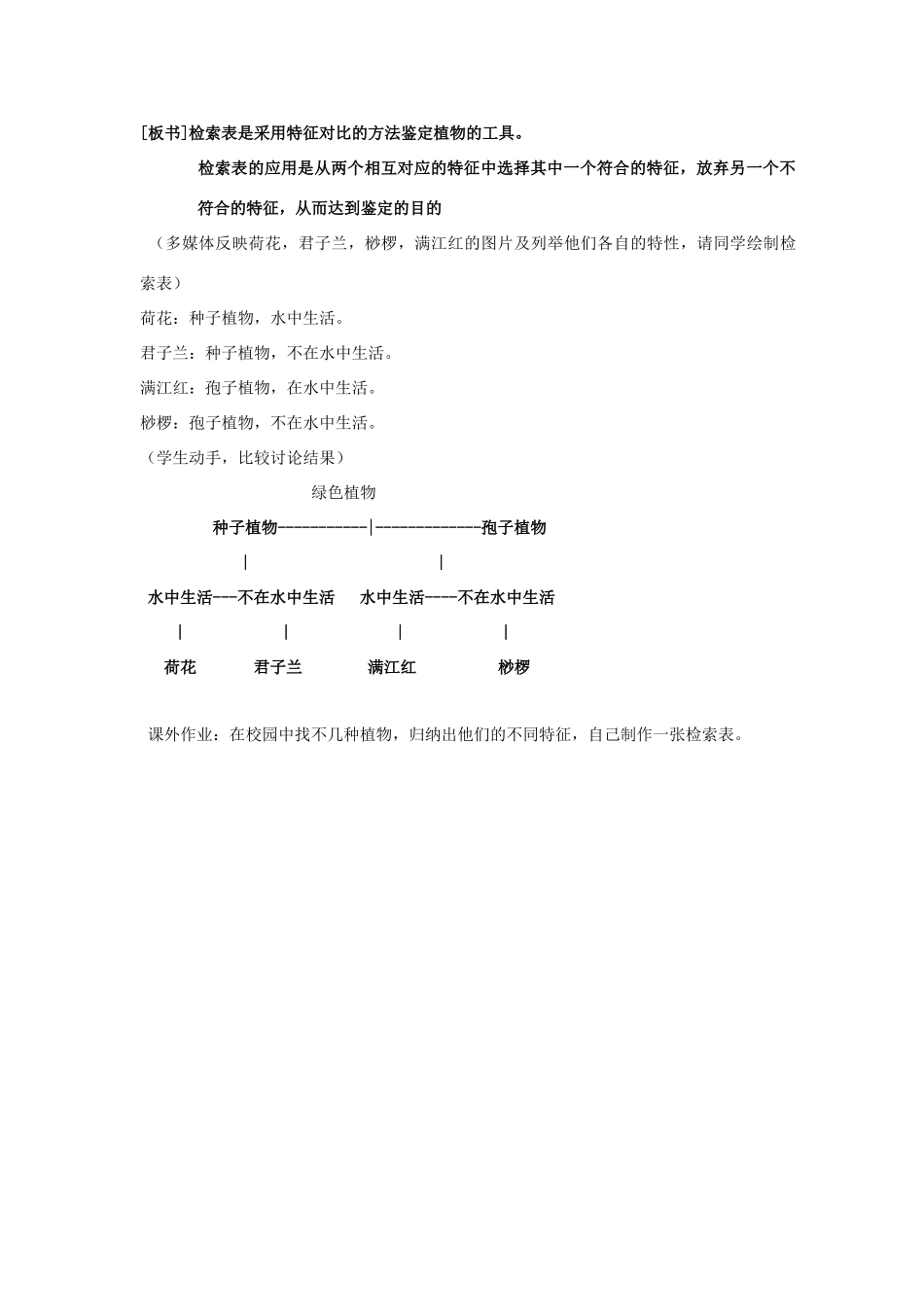 七年级科学上：第六章第4节植生物的分类教案华东师大版_第3页