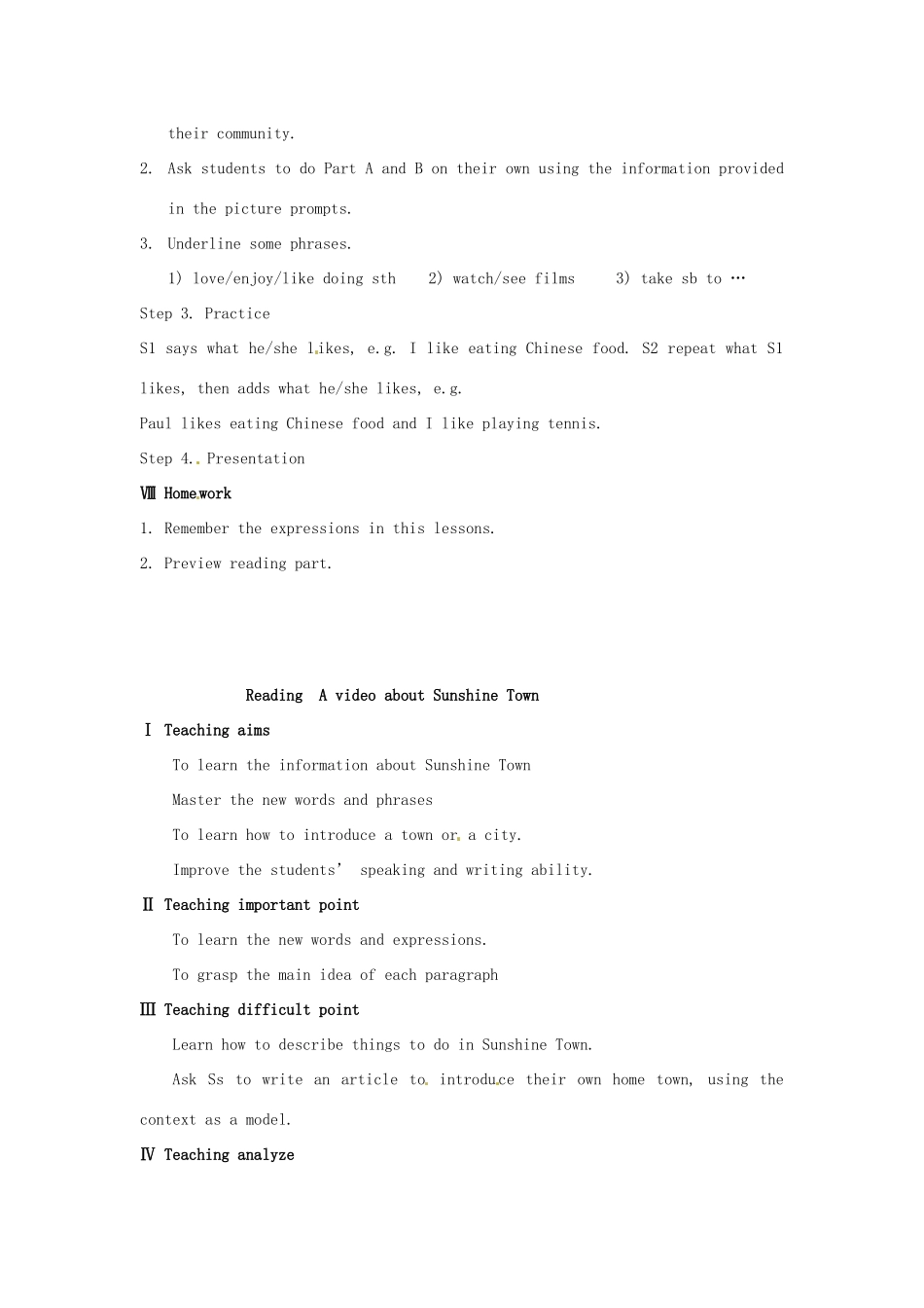 七年级英语下册 Unit 3 Welcome to Sunshine Town Welcome to Sunshine Town教案 （新版）牛津版-（新版）牛津版初中七年级下册英语教案_第2页