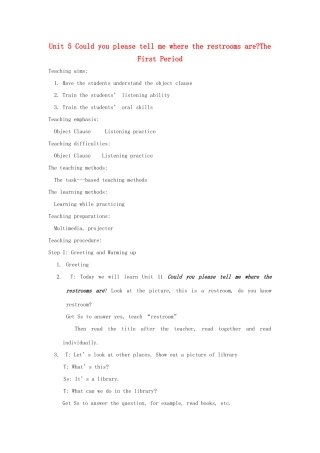 九年级英语 Unit5 Could you please tell me where the restrooms are教案12 鲁教版