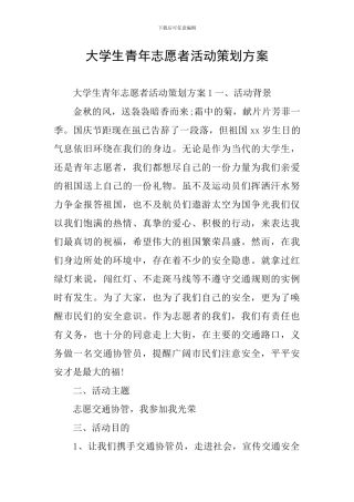 大学生青年志愿者活动策划方案