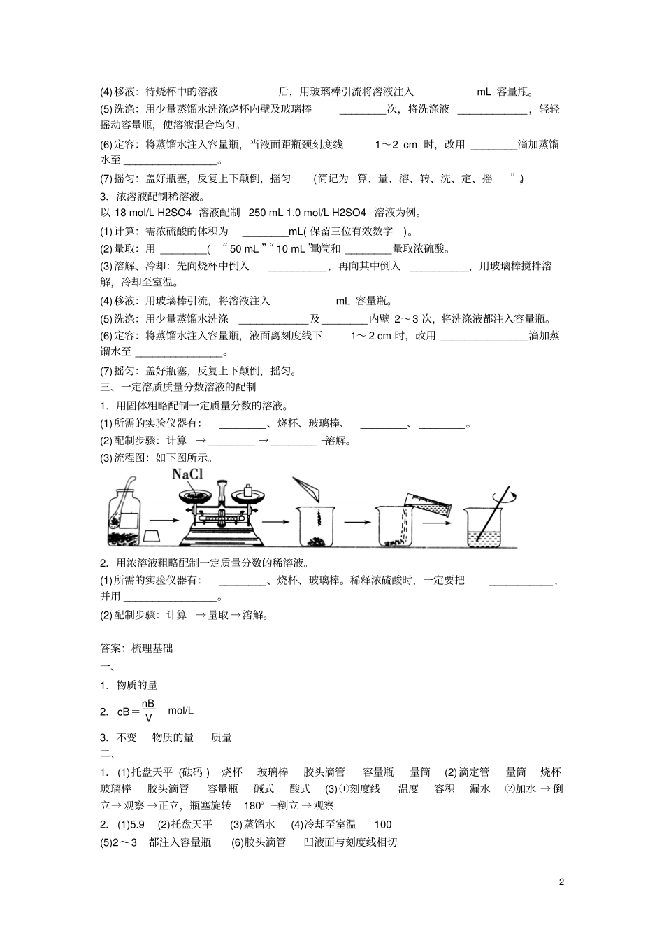 2016高考化学一轮复习物质的量浓度_第2页