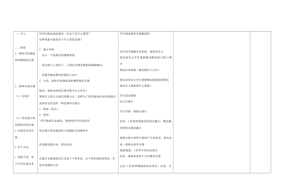八年级物理下学期素材大全 液体的压强教案 苏科版 _第2页