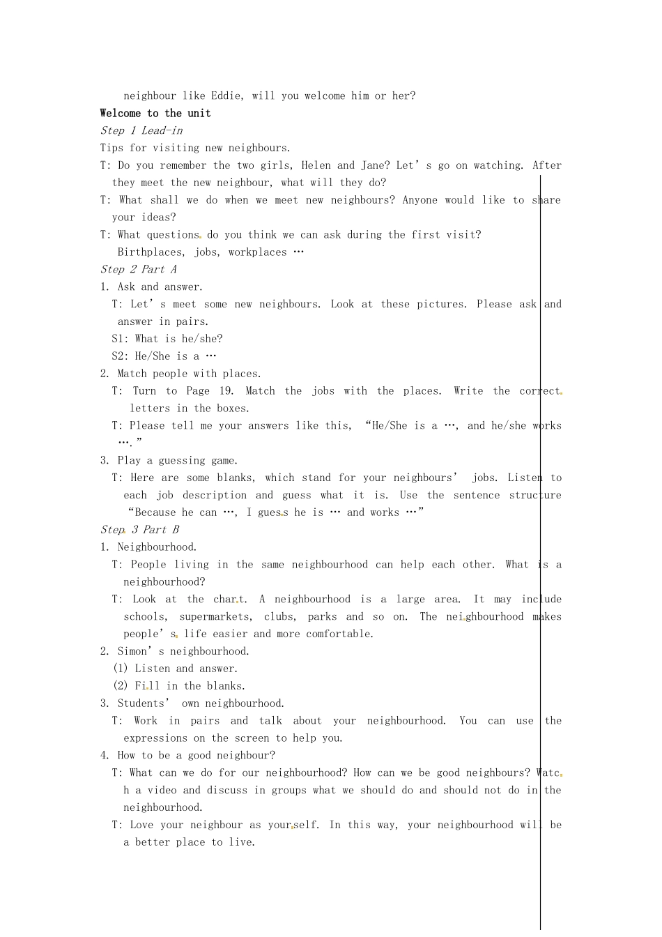 七年级英语下册 Unit 2 Neighbours（第1课时）教案 （新版）牛津版-（新版）牛津版初中七年级下册英语教案_第2页