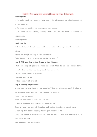七年级英语下册 Module 5 Unit 2 You can buy everything on the Internet教案 （新版）外研版-（新版）外研版初中七年级下册英语教案