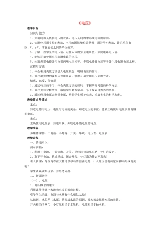 九年级物理全册 第十一章 第五节 电压教案1 （新版）北师大版
