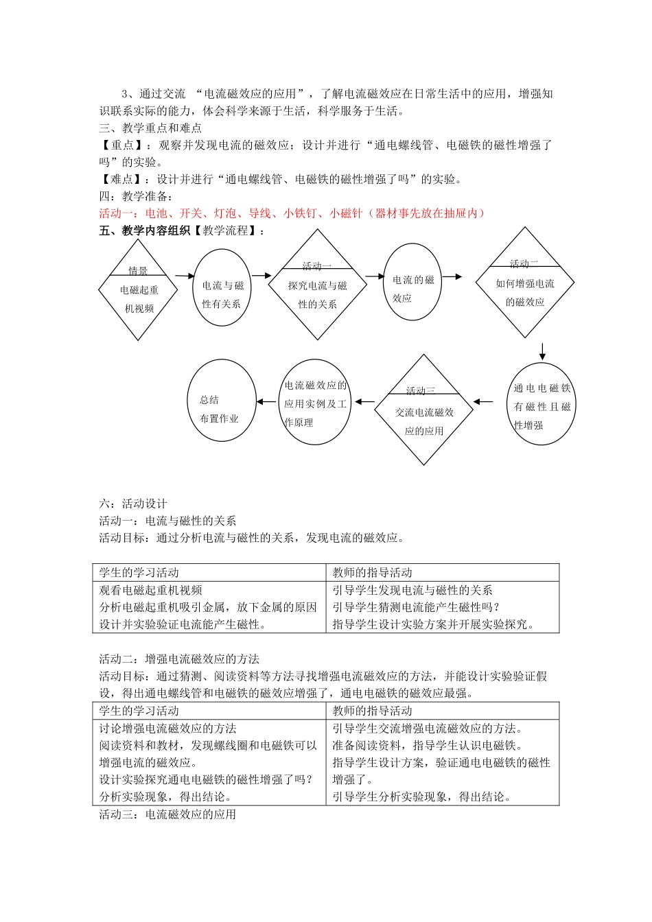 七年级科学上册 第9章 电力与电信 9.3 磁铁及电流的磁效应 电流的磁效应教案设计1 牛津上海版-牛津上海版初中七年级上册自然科学教案_第2页