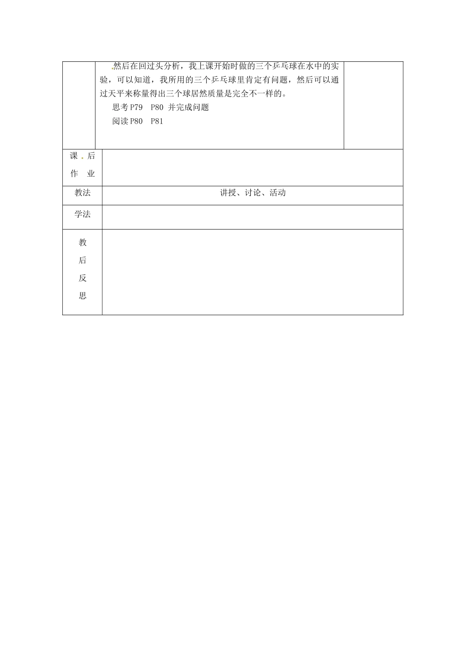 八年级科学上册 3.4 物体的浮沉条件及其应用（一）教案 （新版）华东师大版-（新版）华东师大版初中八年级上册自然科学教案_第3页