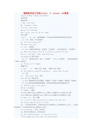 九年级英语上册 Unit 4 Lesson 25教案 冀教版