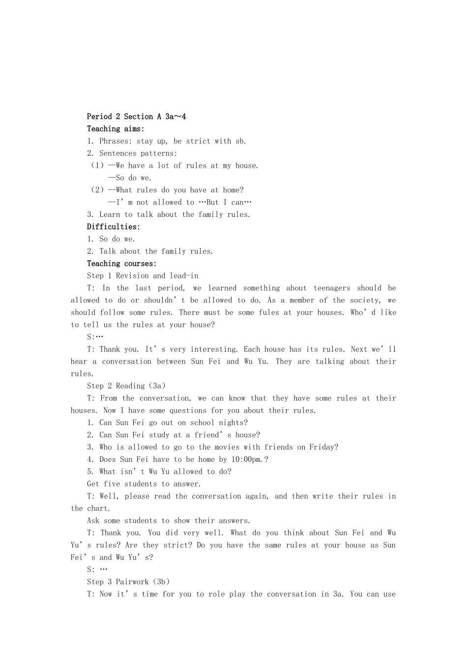 八年级英语下册 Unit 4 Teenagers should be allowed to choose their own clothes教案6 鲁教版_第3页