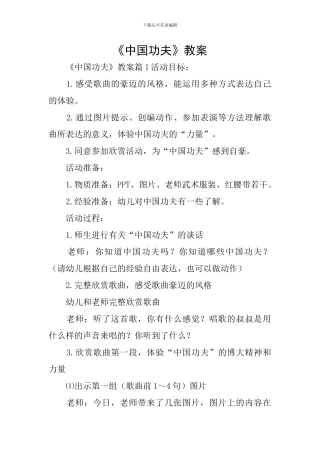 《中国功夫》教案