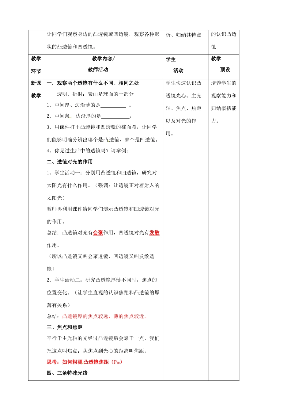 八年级物理全册《4.5 科学探究 凸透镜成像》教案 （新版）沪科版-（新版）沪科版初中八年级全册物理教案_第2页